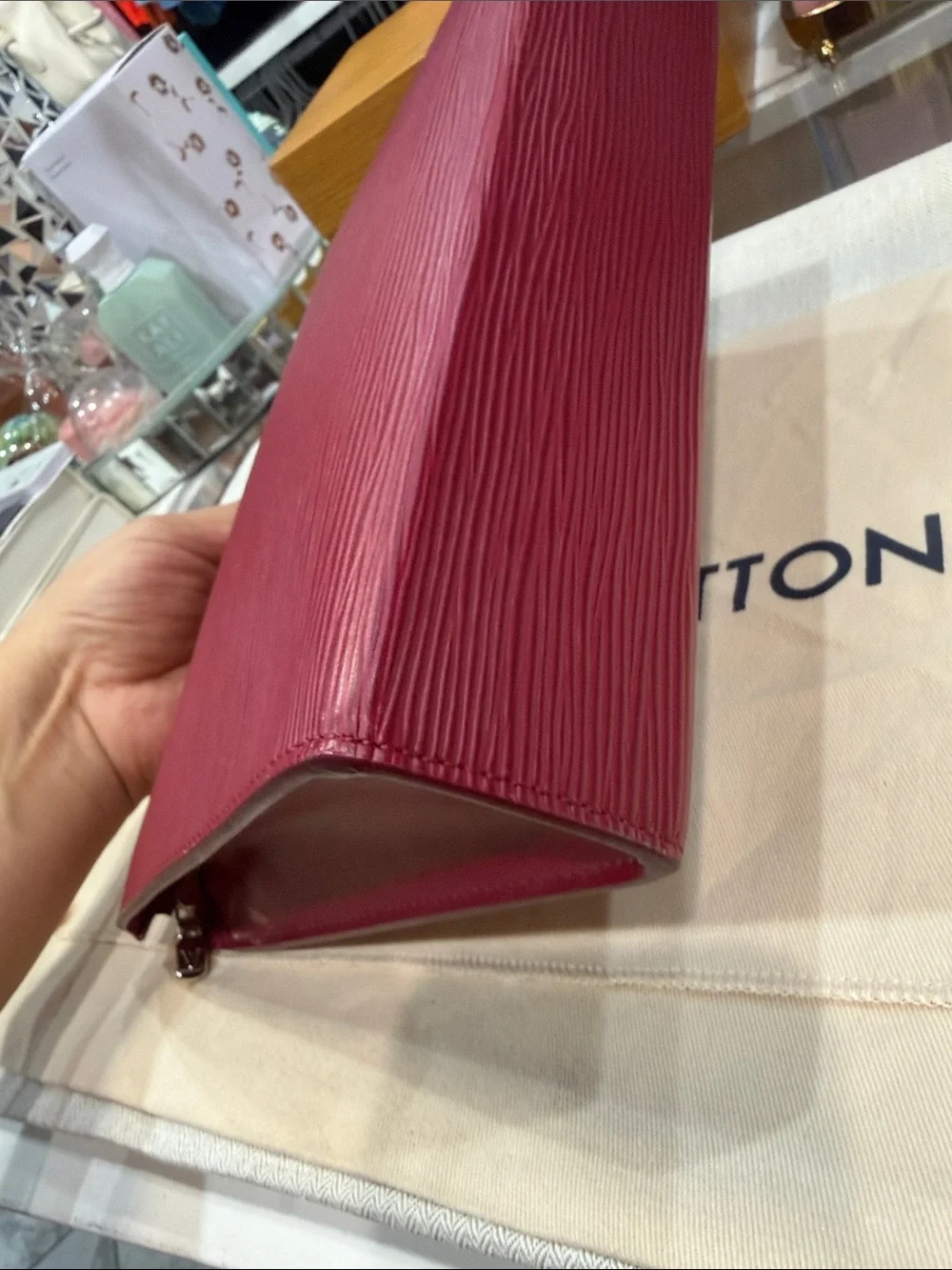 Louis Vuitton Burgundy Epi Leather Zip Makeup Pouch